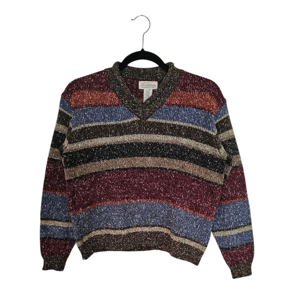 Vintage St. John's Bay Women's V-Neck Multicolor Striped Sweater